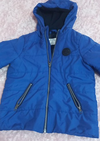 Mavi Kapüşonlu Fermuarlı Erkek Çocuk Mont - Görsel 5