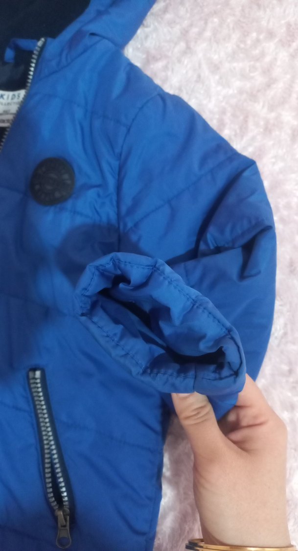 Mavi Kapüşonlu Fermuarlı Erkek Çocuk Mont - Görsel 3