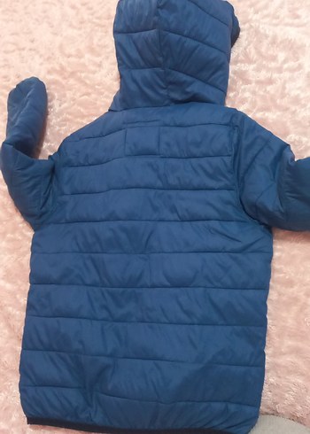 Koyu Mavi Kapüşonlu Erkek Çocuk Mont - Görsel 5