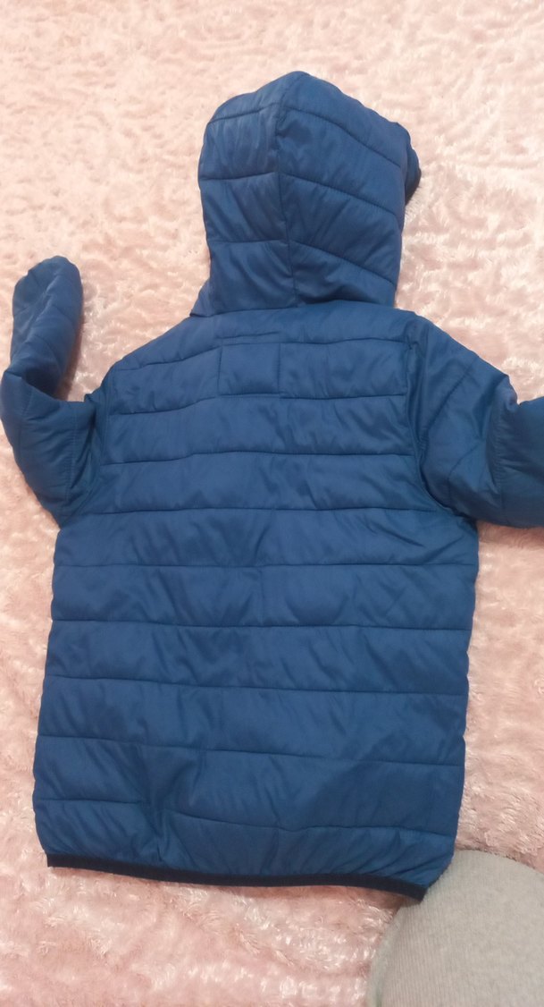 Koyu Mavi Kapüşonlu Erkek Çocuk Mont - Görsel 5