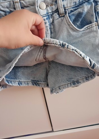7 Yaş Beden Kemer Tokalı Kız Çocuk Mavi Batik Jean Etek