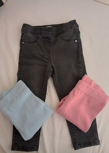 Kız Çocuk Gri Slim Fit Denim Pantolon Ve Taytlar