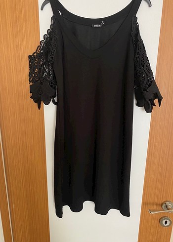 Diğer Dantel Detaylı Siyah Midi Goth Elbise