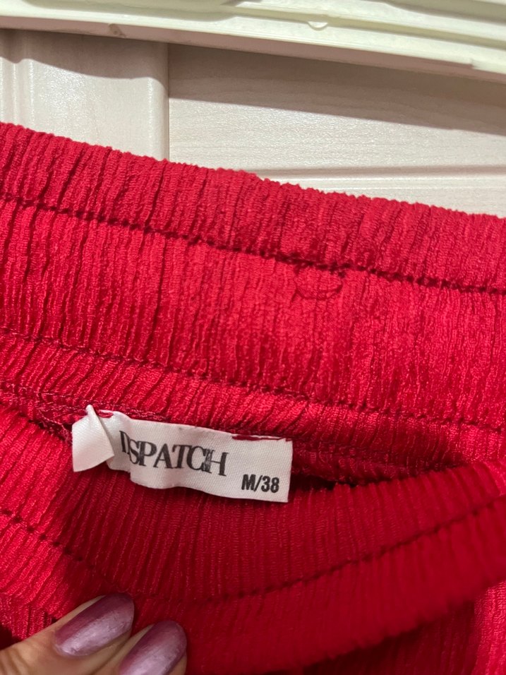 Kırmızı Bol Kesim Keten Pantolon (M) - Görsel 3