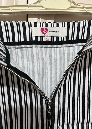 Dikine Çizgili Siyah Mini Etek (34bdn) - Görsel 2