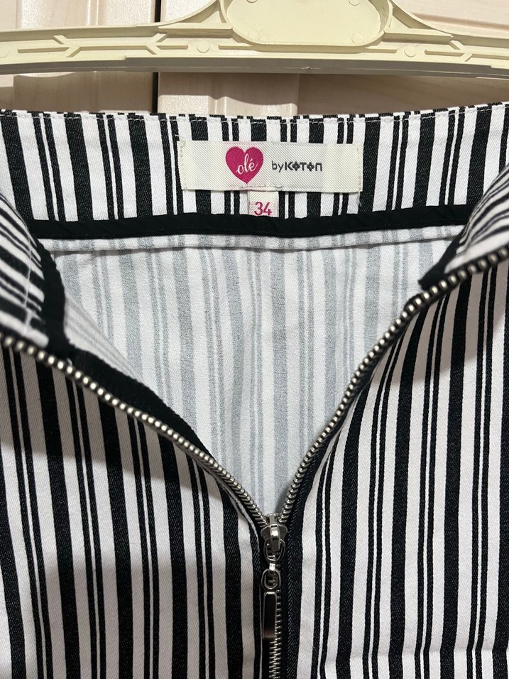 Dikine Çizgili Siyah Mini Etek (34bdn) - Görsel 2