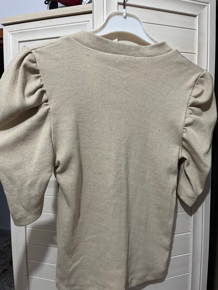 Addax S~M beden Bej V Yaka Triko Bluz - Görsel 2