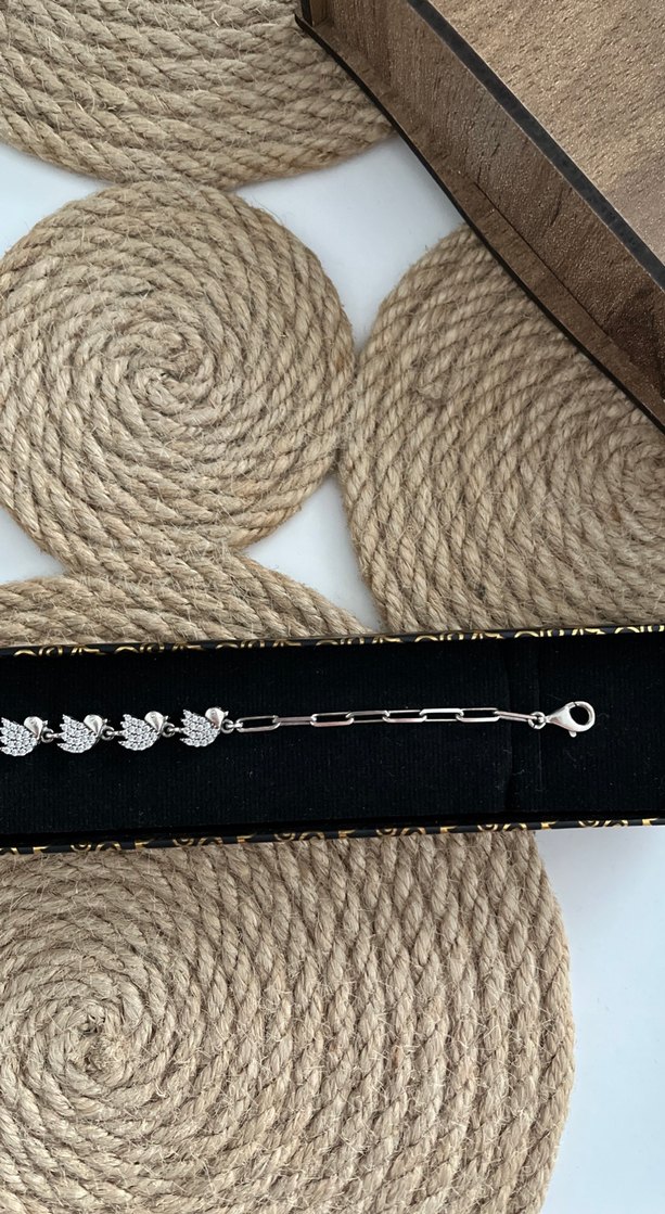 925 ayar Kuş Gümüş Bileklik - Görsel 3