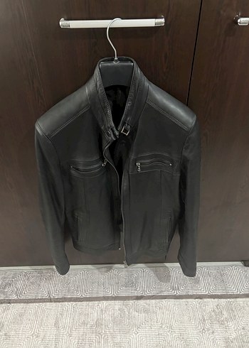 Siyah Deri Biker Ceket