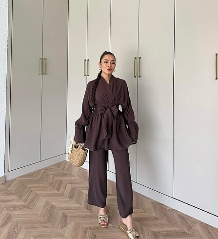 bağlamalı kimono tesettür takım