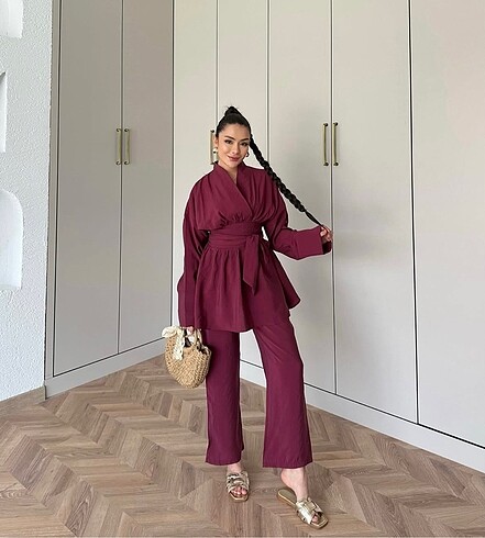 Zara bağlamalı kimono tesettür takım