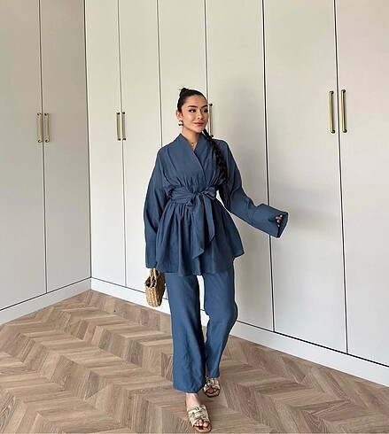 38 Beden bağlamalı kimono tesettür takım