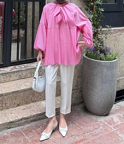 Zara tesettür pembe tunik gömlek