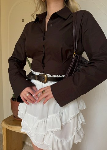 Beyaz Mini Şort Etek - Görsel 4