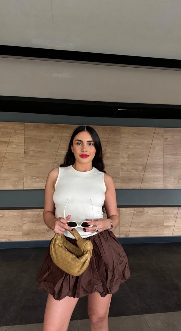 Kahverengi Mini Elbise - Görsel 2