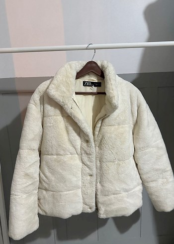 Beyaz Kadın Kürklü Kışlık Ceket - Görsel 2