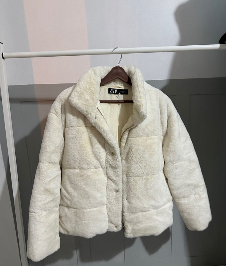 Beyaz Kadın Kürklü Kışlık Ceket - Görsel 2