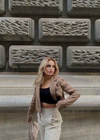 Vizon Crop Blazer Ceket - Görsel 2