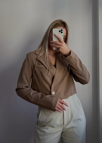 Vizon Crop Blazer Ceket - Görsel 3
