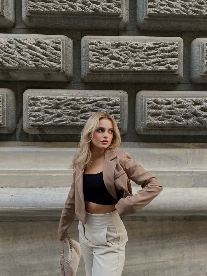 Vizon Crop Blazer Ceket - Görsel 2