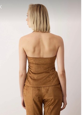 Parlak Kadife Kahverengi Alt Üst Takım - Görsel 3