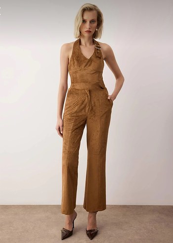 Parlak Kadife Kahverengi Alt Üst Takım - Görsel 5