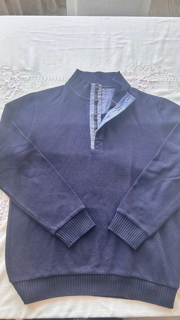 Düğmeli Yarım Balıkçı Yaka Gri Erkek Kazak - Görsel 2