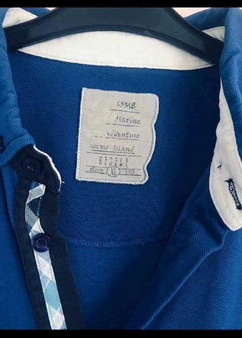 Lacivert Denim Kısa Kollu Polo Tişört - Görsel 2