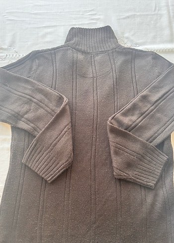 Kahverengi Örgü Yarım Düğmeli Erkek Kazak - Görsel 4