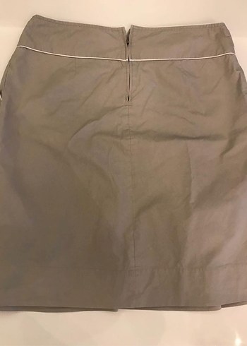 LC Waikiki Bej beyaz biyeli Pilili Kadın Keten Etek - Görsel 2