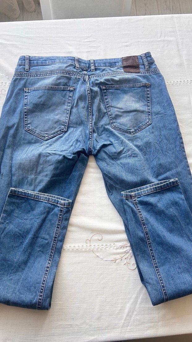 Gri Tonlu Mavi Erkek Denim Rahat Kesim Pantolon - Görsel 2