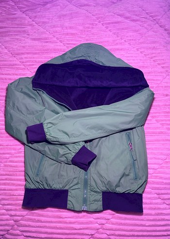 Yeşil Kapüşonlu Çift taraflı Fermuarlı Ceket - Görsel 2