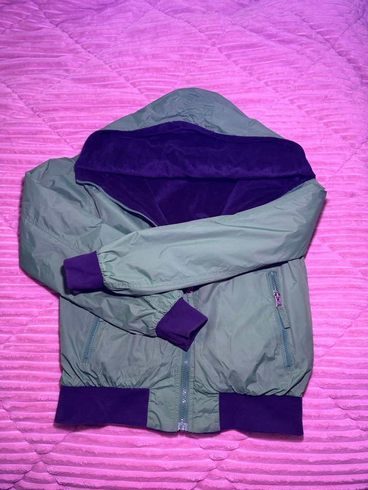 Yeşil Kapüşonlu Çift taraflı Fermuarlı Ceket - Görsel 2