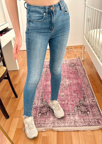 Kadın Mavi Slim Fit Midi Kot Pantolon