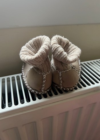 Bej Erkek Çocuk Örgü Sıcak Ev Terliği - Görsel 2