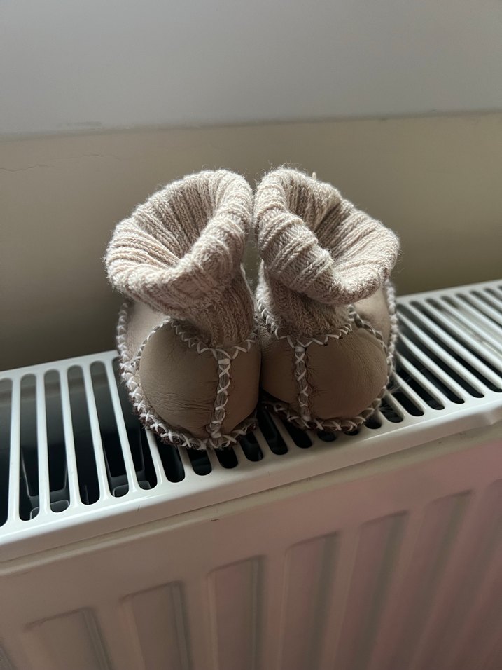 Bej Erkek Çocuk Örgü Sıcak Ev Terliği - Görsel 2