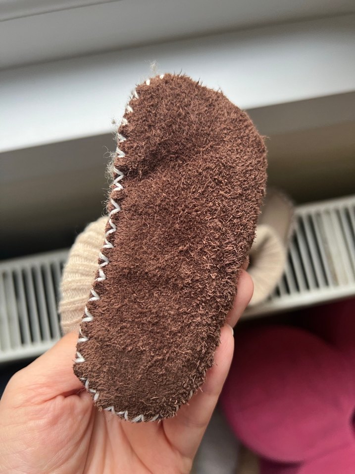 Bej Erkek Çocuk Örgü Sıcak Ev Terliği - Görsel 3