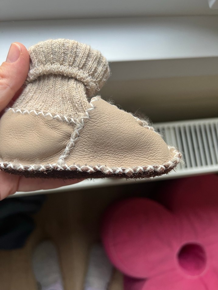 Bej Erkek Çocuk Örgü Sıcak Ev Terliği - Görsel 4