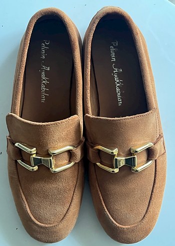 Camel süet tokalı loafer ayakkabı - Görsel 2
