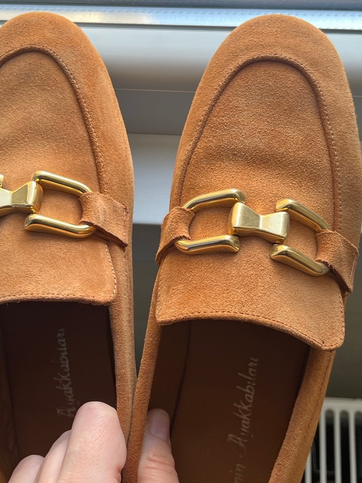 Camel süet tokalı loafer ayakkabı - Görsel 4