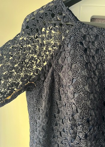 Dantel Detaylı lacivert Midi Kadın Elbise - Görsel 2