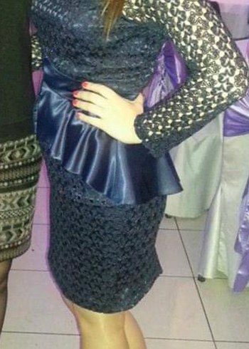 Dantel Detaylı lacivert Midi Kadın Elbise - Görsel 9