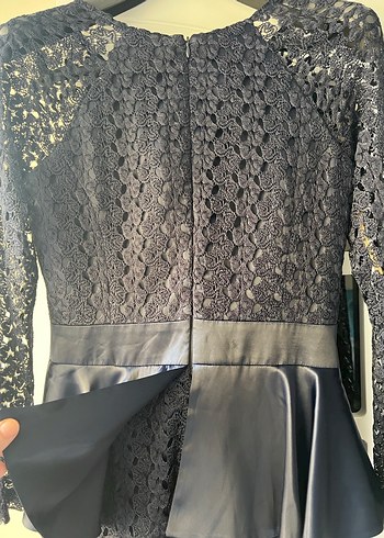 Dantel Detaylı lacivert Midi Kadın Elbise - Görsel 6