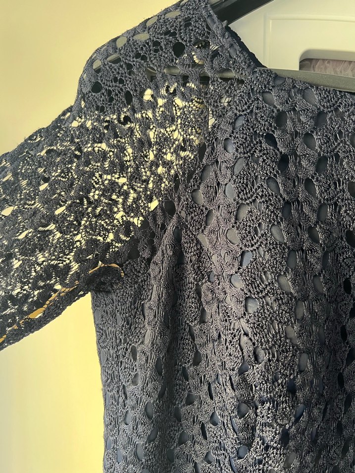 Dantel Detaylı lacivert Midi Kadın Elbise - Görsel 2