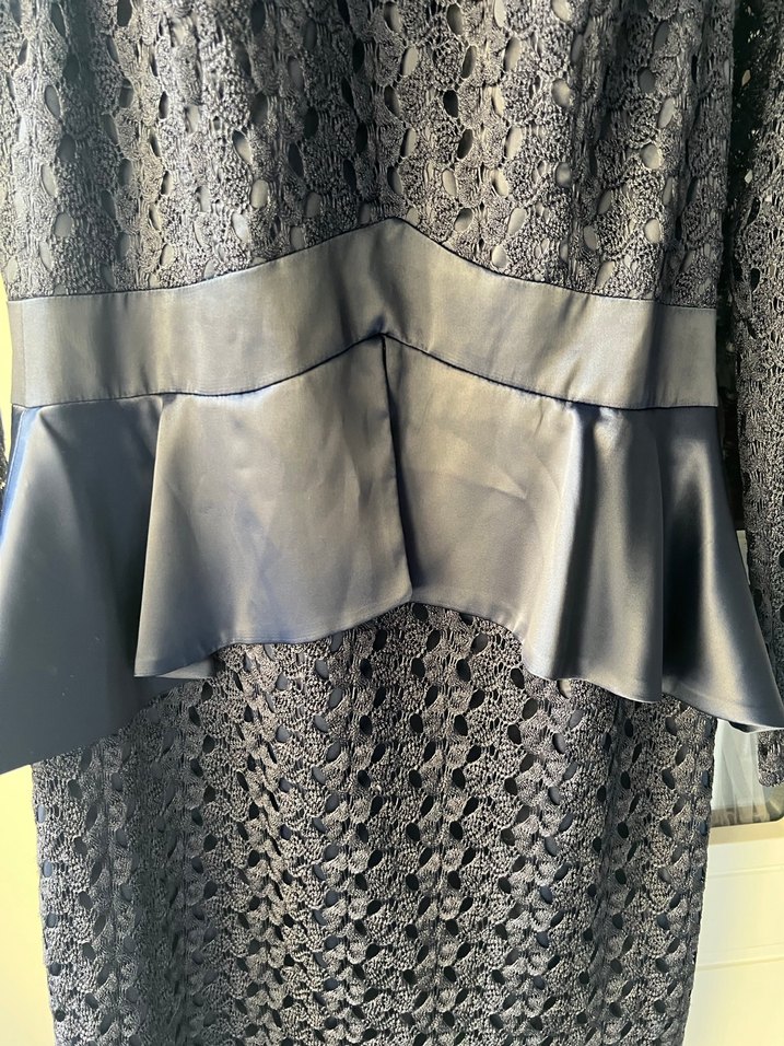 Dantel Detaylı lacivert Midi Kadın Elbise - Görsel 3