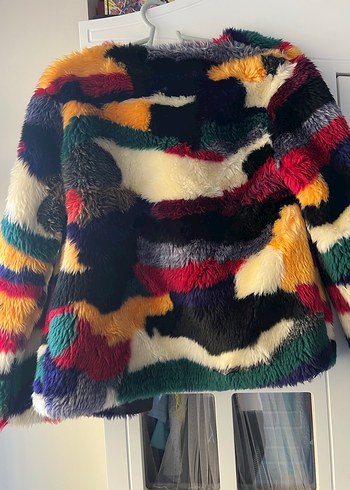 Renkli Tüy Detaylı Kadın Midi Kürk - Görsel 3