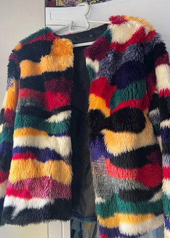 Renkli Tüy Detaylı Kadın Midi Kürk - Görsel 2