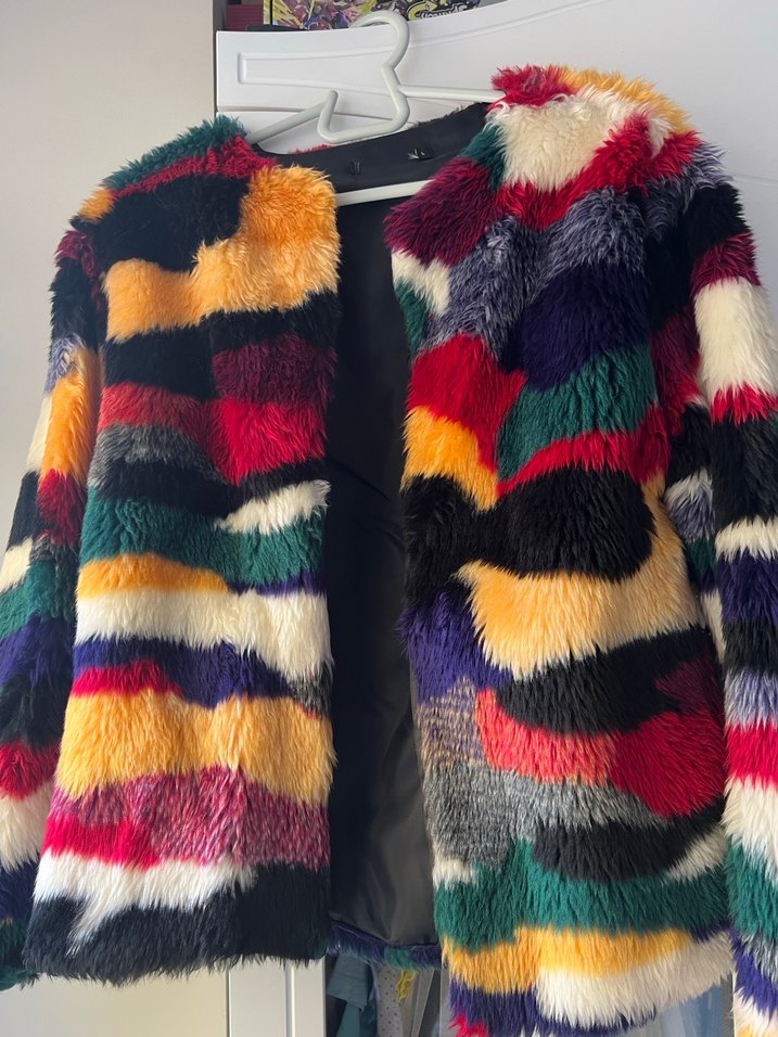 Renkli Tüy Detaylı Kadın Midi Kürk - Görsel 2