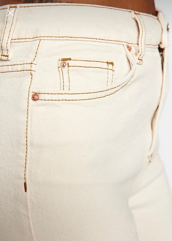 Trendyolmilla Ekru yüksek bel mom jean - Görsel 5