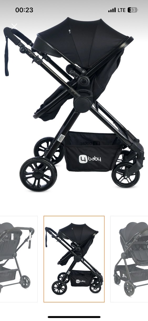 Siyah Bebek Arabası ve Oto Koltuğu Seti - Görsel 3